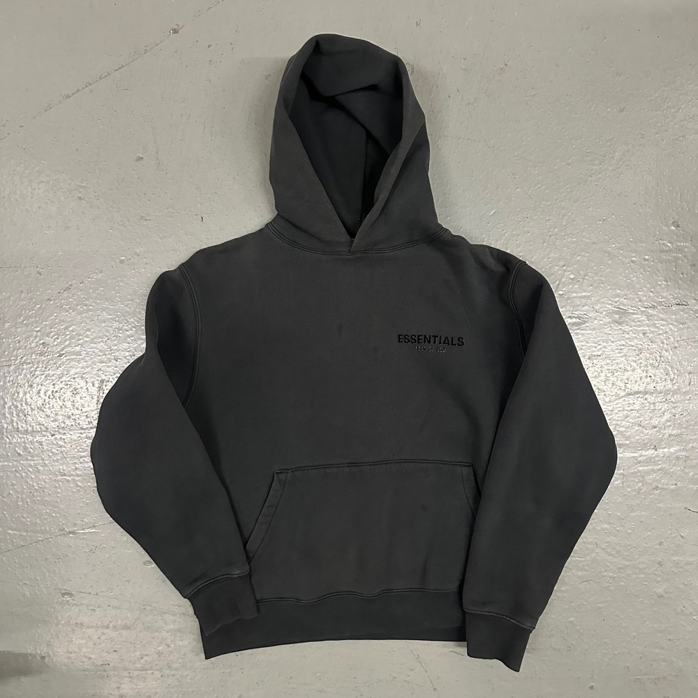 Fear of God Essentials Mens Hoodie Medium Black Preowned Pullover Logo